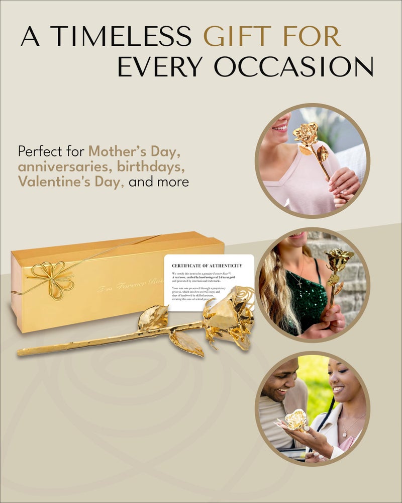 Forever Rose 24K Gold Dipped Real Rose – Handmade, Long-Lasting Preserved Flower in Gold Gift Box – Romantic Gift for Anniversary, Valentine's Day, Mother's Day, Birthday, Wedding, Wife, Girlfriend - Image 5