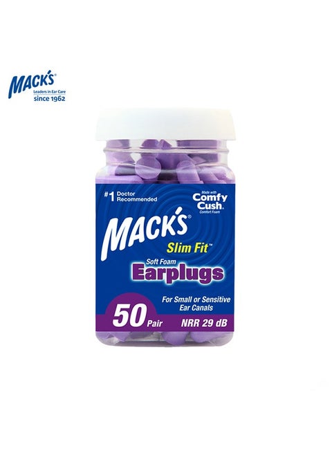 Mack's Ultra Soft Foam Earplugs, 50 Pair - 32dB Highest NRR, Comfortable Ear Plugs for Sleeping, Snoring, Travel, Concerts, Studying, Loud Noise, Work