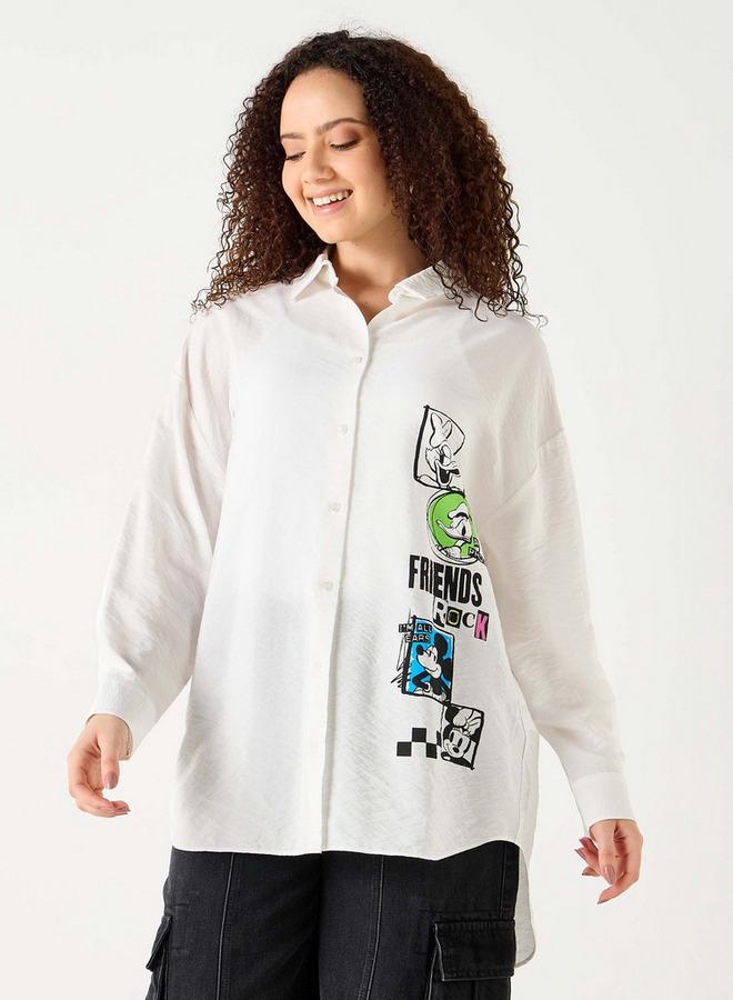 SP Characters Mickey and Friends Print Shirt with Long Sleeves - Image 1