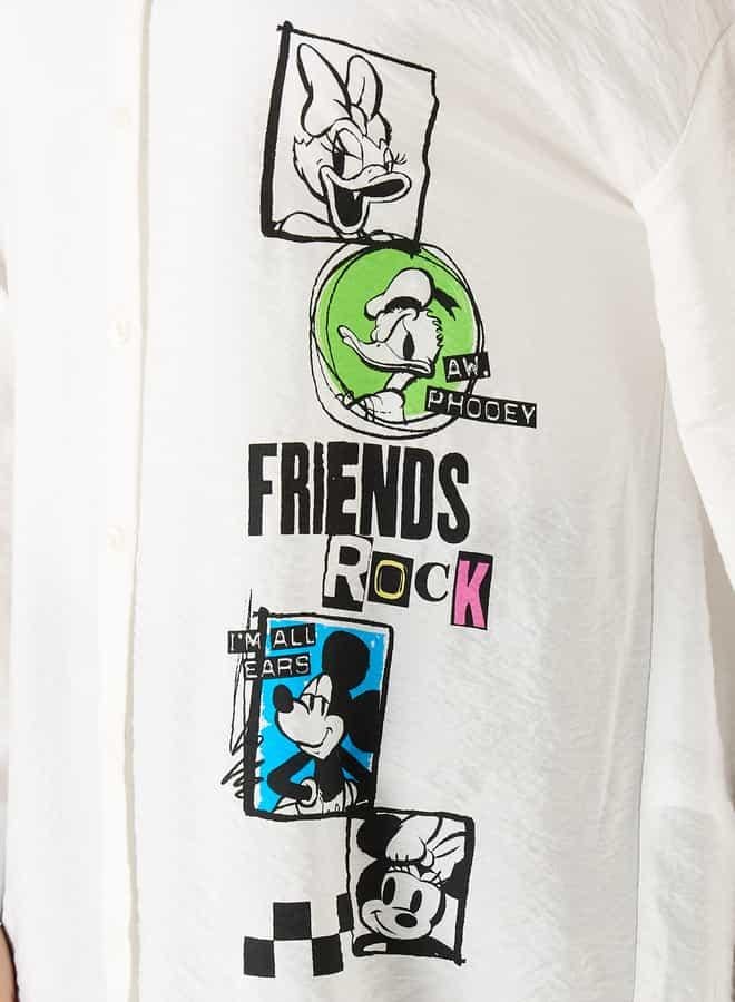 SP Characters Mickey and Friends Print Shirt with Long Sleeves - Image 4