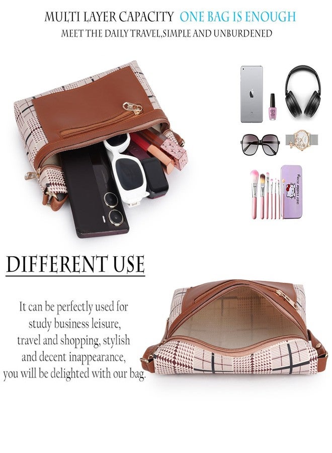 DANIEL CLARK Women’s Printed Crossbody Sling Bag | Off White & Maroon Geometric Design with Brown PU Leather | Adjustable Strap | Zipper Closure | Casual & Travel Handbag - Image 4