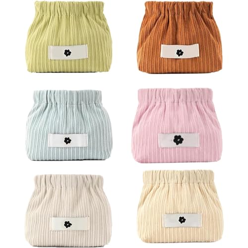 honitty Corduroy Elastic Storage Bag, Portable Popper Organizer, Mini Makeup Bag,Ladies Lipstick Pouch, Large Capacity Wallet, Jewelry Small Objects Storage Organizer. - Image 1