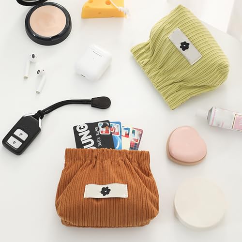 honitty Corduroy Elastic Storage Bag, Portable Popper Organizer, Mini Makeup Bag,Ladies Lipstick Pouch, Large Capacity Wallet, Jewelry Small Objects Storage Organizer. - Image 3