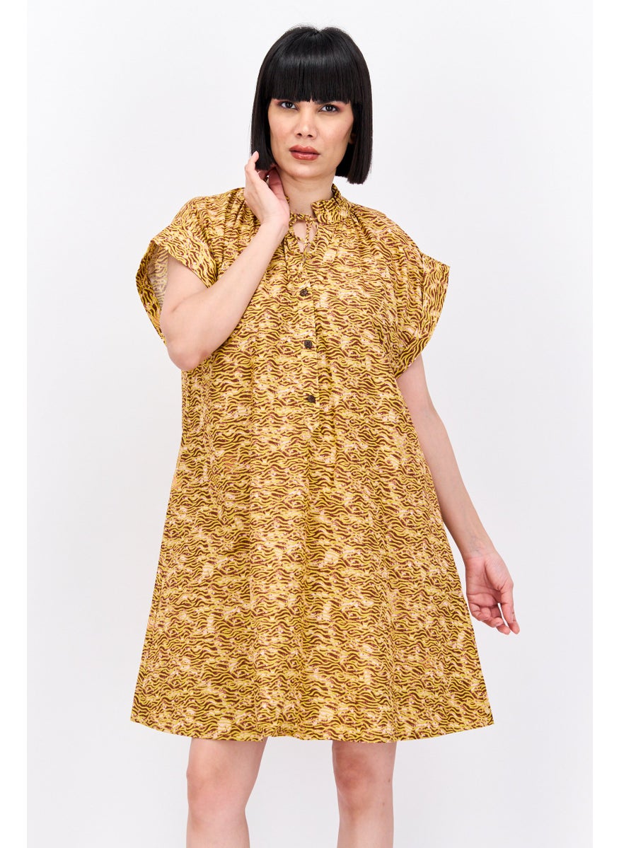 Scotch & Soda Women Allover Print Shirt Dress, Olive  - Image 1