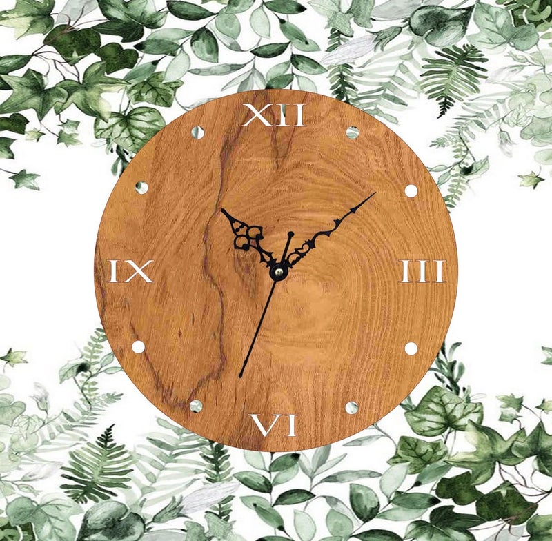 ADK MDF Wooden Designer and Stylish Trendy Shape Fancy Big Size Antique Ticking Movement Wall Clock 30 cm Brown 143 - Image 2