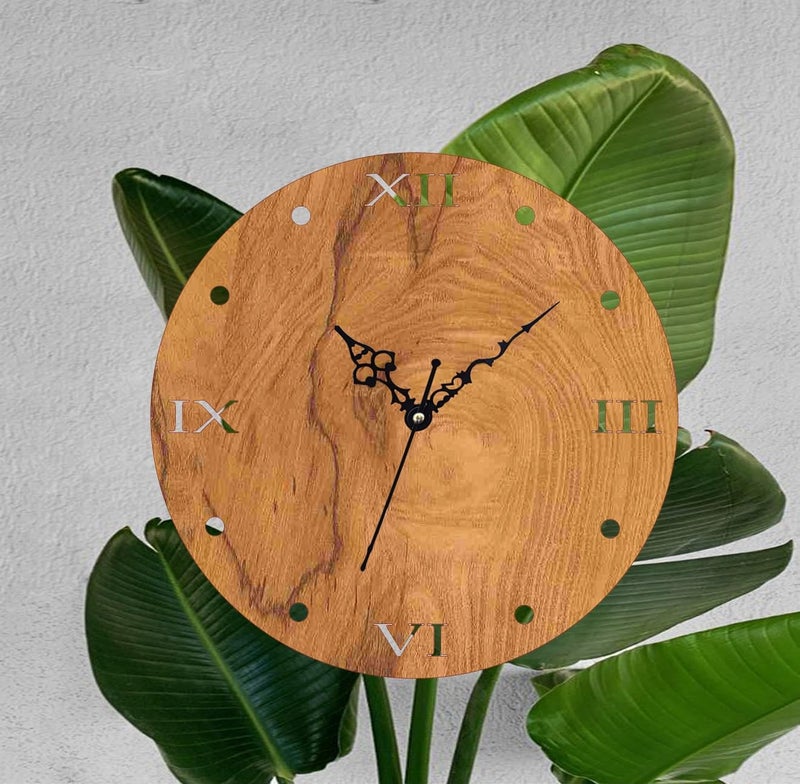ADK MDF Wooden Designer and Stylish Trendy Shape Fancy Big Size Antique Ticking Movement Wall Clock 30 cm Brown 143 - Image 5