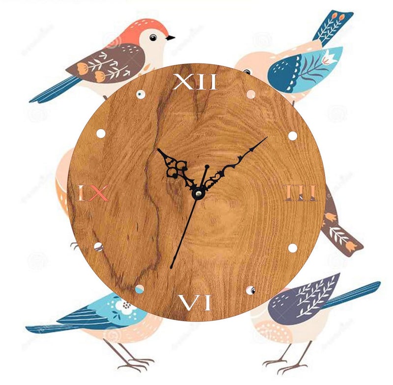 ADK MDF Wooden Designer and Stylish Trendy Shape Fancy Big Size Antique Ticking Movement Wall Clock 30 cm Brown 143 - Image 3