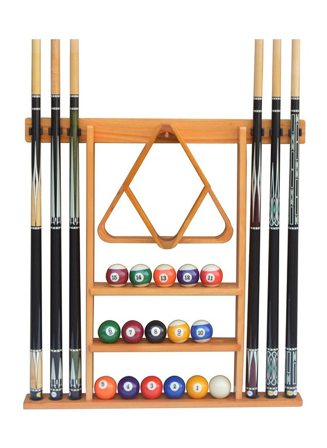 Max Strength - Premium Wooden Pool Cue Rack Wall Mounted Billiard Stick Holder (Rack Only) - Image 1