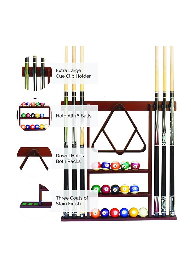 Max Strength - Premium Wooden Pool Cue Rack Wall Mounted Billiard Stick Holder (Rack Only) - Image 1