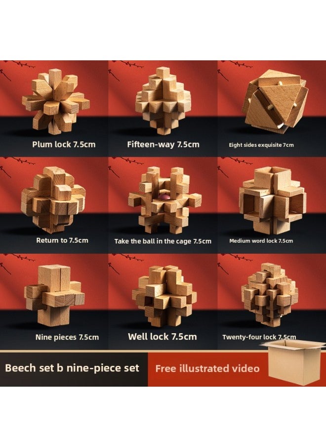 Generic - Unlink Unlink Educational Toys Smart Unlink Toys 6-13 Puzzle Games Nine Link Puzzle Building Blocks Assembled-Color:[Nine-Piece Set] Package B Recommended For Middle School Students - Image 1