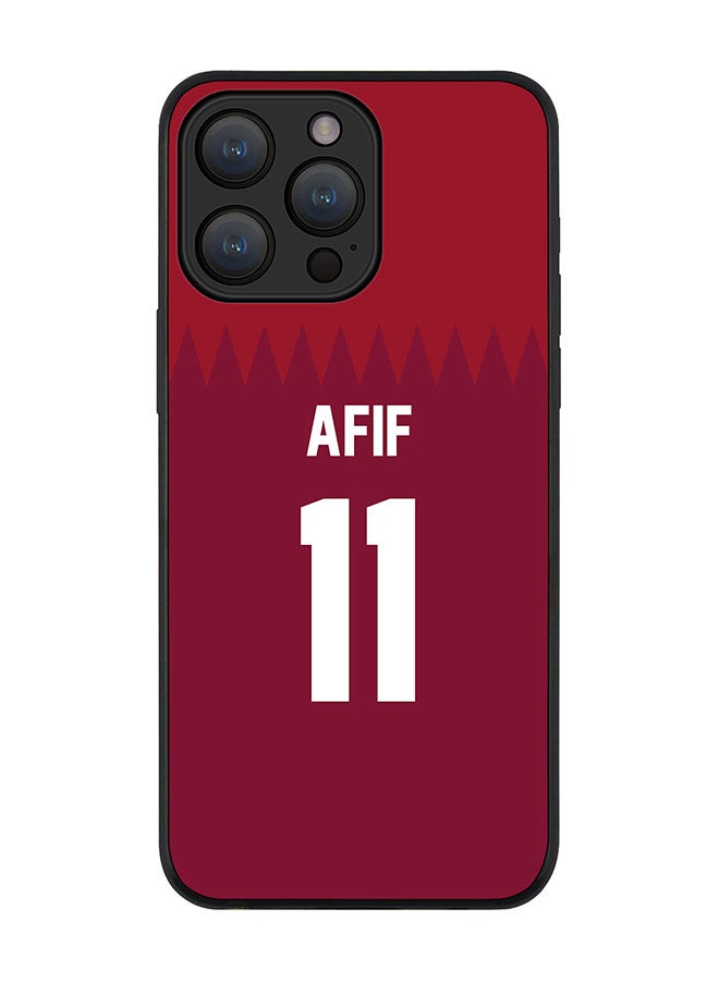 Stylizedd Cover for iPhone 15 Pro Case Rugged Black Slim fit Flexible Protective Phone Cases - Football Team - QatarPlayer Name - Afif - Image 1