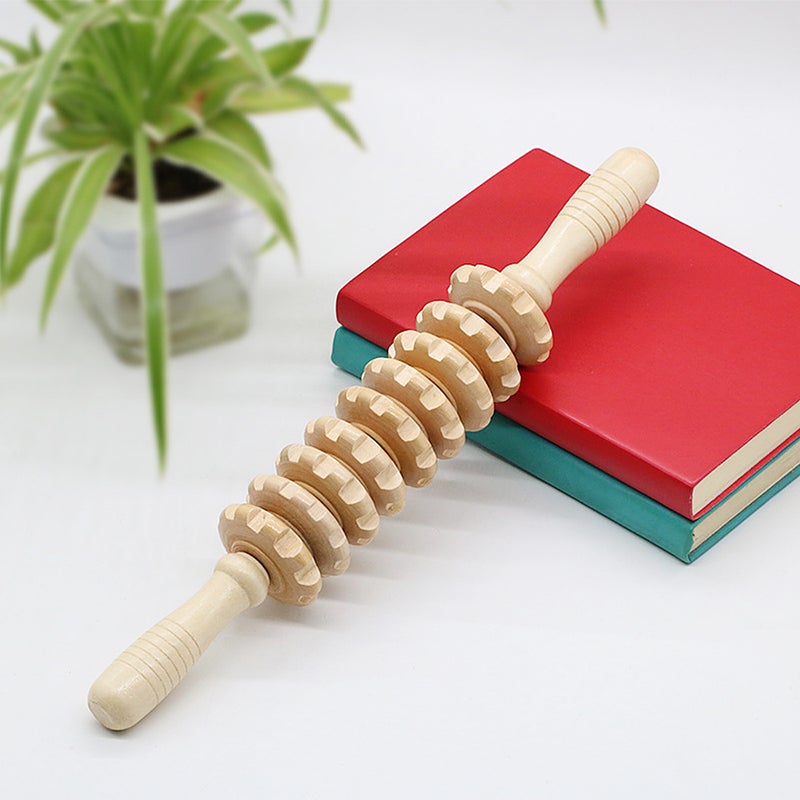 Wood Massager Roller Handheld Massage Trigger Point Muscle Release Roller Stick Massager - Image 3