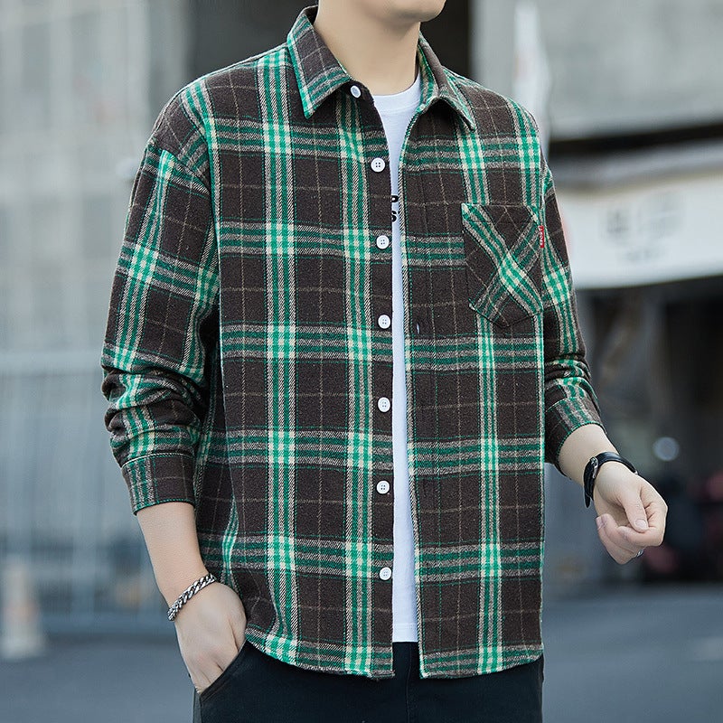 Cotton Hong Kong Style Plaid Long-Sleeved Shirt Men'S Autumn All-Match High-End Long-Sleeved Plus Size Retro Long-Sleeved Shirt Trend - Image 5