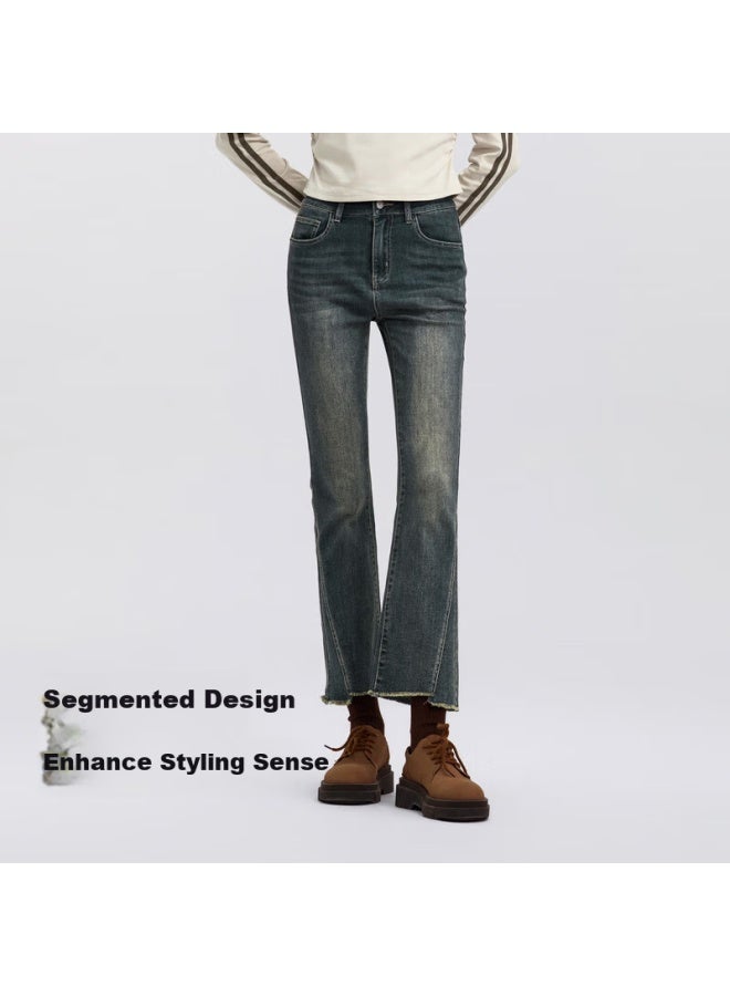Semir Women's Vintage Streetwear Spring Distressed Flared Jeans With Raw Hem - Image 4