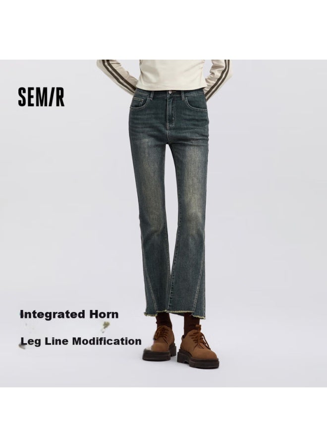 Semir Women's Vintage Streetwear Spring Distressed Flared Jeans With Raw Hem - Image 1