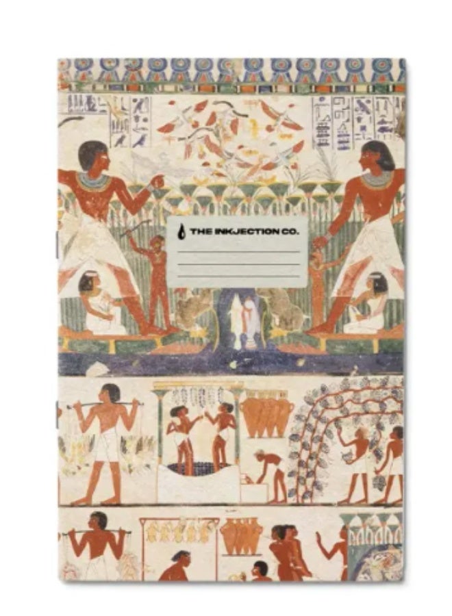 دفتر ملاحظات إنكجشن (19×13 سم) - صفحات مسطرة، تصميم جداري مصري قديم - Image 1