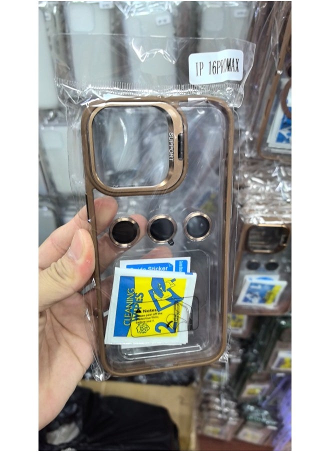 Generic - Creative Invisible Stand For Iphone 15 Pro Max Case Suitable For Iphone Camera Film Transparent Digital Computer/For Iphone Protective Cover-Color:Desert Gold-Applicable Model:For Iphone16PRO MAX - Image 1