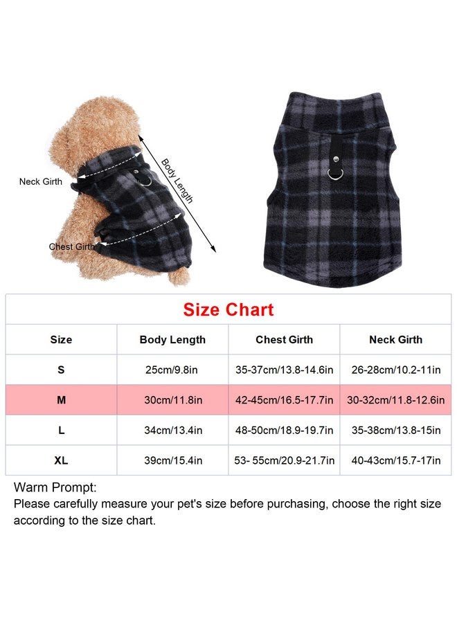 Rbenxia 4 Pieces Buffalo Plaid Dog Sweaters with Leash Ring Soft Fleece Vest Warm Dog Pullover Jacket Dog Clothes Winter Dog Outfits for Small Puppy Cat Pets (Medium) - Image 2