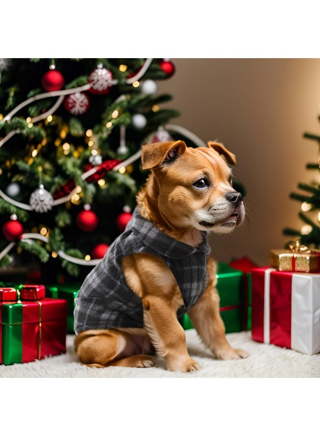 Rbenxia 4 Pieces Buffalo Plaid Dog Sweaters with Leash Ring Soft Fleece Vest Warm Dog Pullover Jacket Dog Clothes Winter Dog Outfits for Small Puppy Cat Pets (Medium) - Image 4