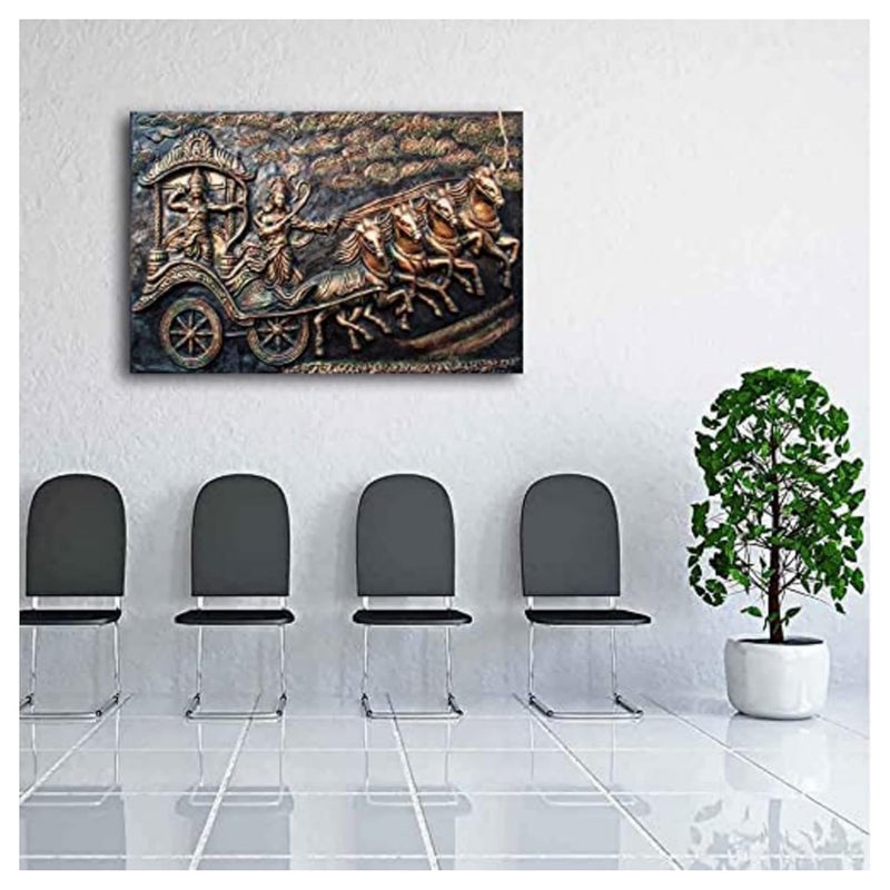 Dharvika Innovations Dharvika Innovations Rath Mahabharat Sparkle Coated Self Adhesive Waterproof Painting Vinyl Poster Without Frame 24 x 36 inch DIP5372 - Image 3