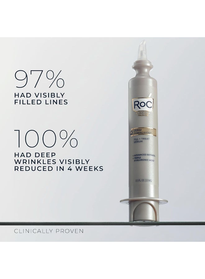 RoC Derm Correxion Serum Fill + Treat for Face, Neck, & Jawline, Wrinkle Filler, Advanced Retinol & Triple Hyaluronic Acid - 15ml - Image 4