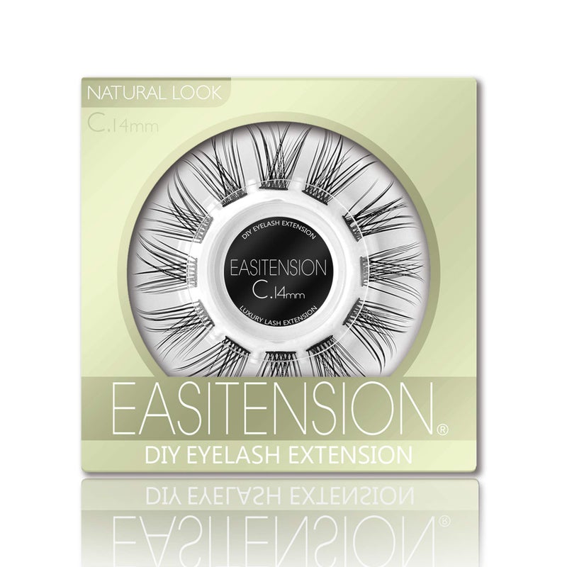 DIY Eyelash Extension Glue Bonded Band Individual Lash 12 Clusters Natural Lashes Set Home Eyelash Extension C curl Lashes Pack 14MMNatural