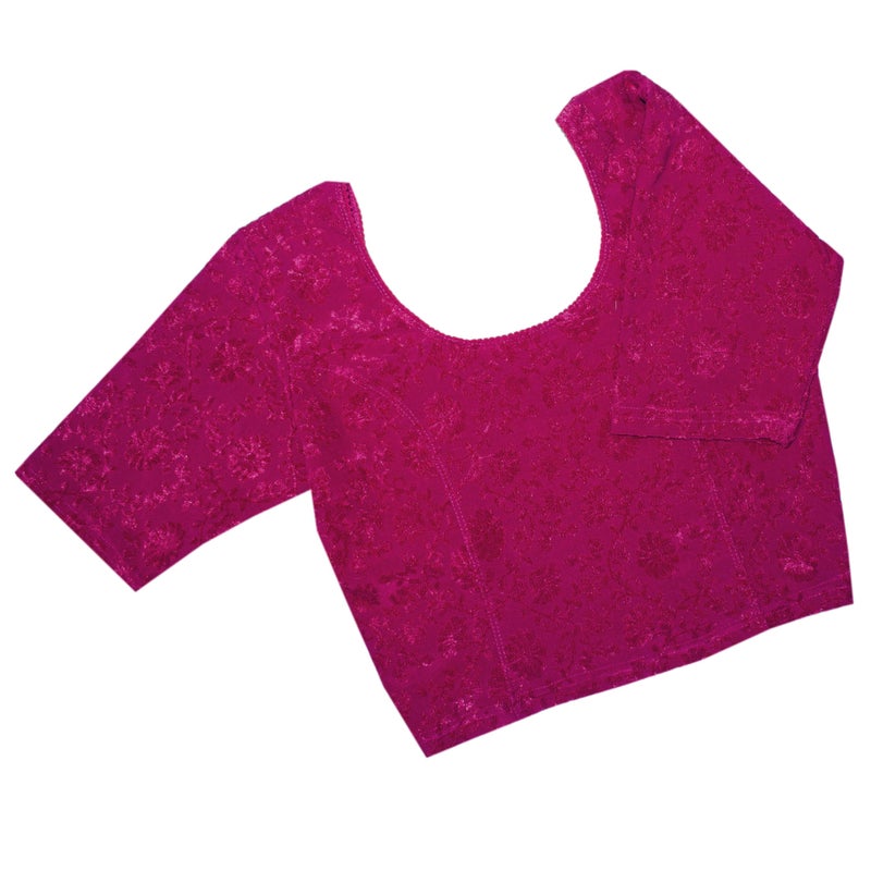 Chandrakala Stretchable Blouses for Women Sarees,Readymade,Pink Floral, Small-Medium (B230PIN3) - Image 4