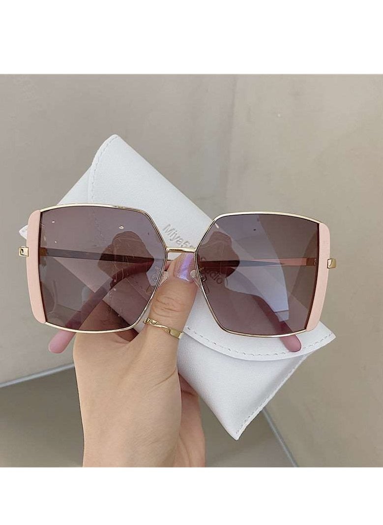 General New Korean style large frame square fashion polarized sunglasses for women with big face sunshade driving street shooting sunglasses  - Image 4