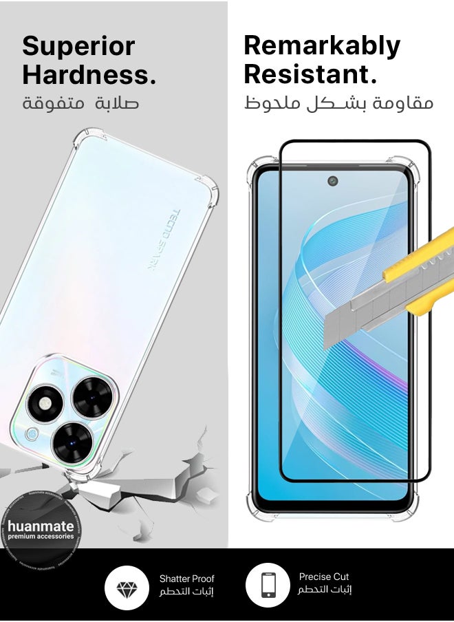 2 in 1 Infinix Smart 8 Protection Pack - Ultra Clear Shockproof Case & Edge-to-Edge Screen Protector, 360 Degree Protection, Back Cover & Screen Protector for Infinix Smart 8
