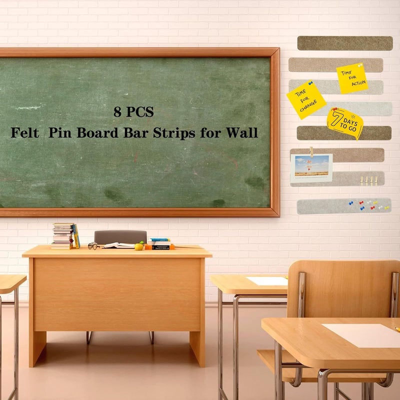 Blue Felt Bulletin Board Strips with 50 Pushpins Self Adhesive for Notes Photos Schedules - Image 4
