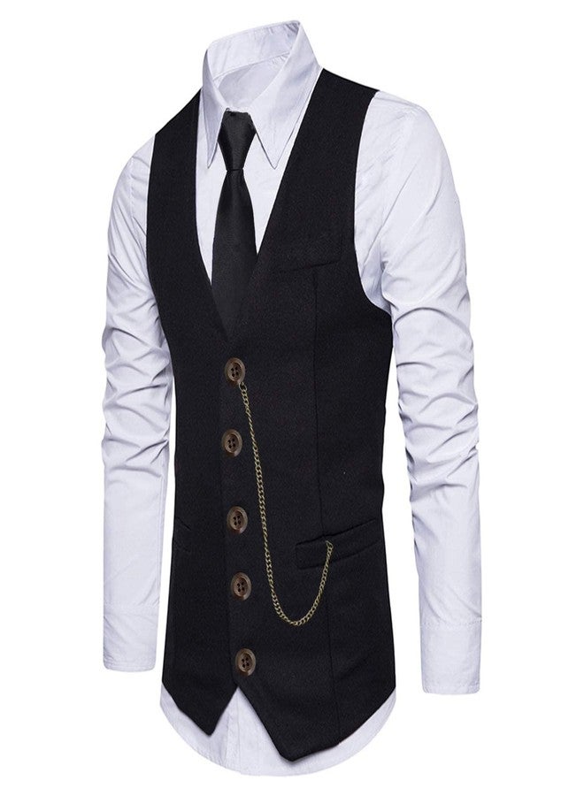 EFORLED 1920s Mens Costume Fedora Hat,Gatsby Gangster Vest,Vintage Pocket Watch,Pre Tied Bow Tie,Tie, Cbkvest-bjhat, L - Image 3
