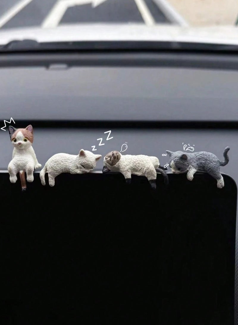Car Decoration Set with Cute Cat Design – A set of 4 adorable cat figures that add a playful touch to your car interior décor. - Image 2
