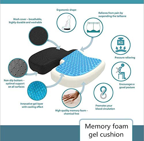 CLOUDTAIL CHOICECoccyx Orthopedic Memory Foam Seat Cushion for Sciatica, Tailbone and Back Pain Relief (Black) (Set of 1) - Image 5