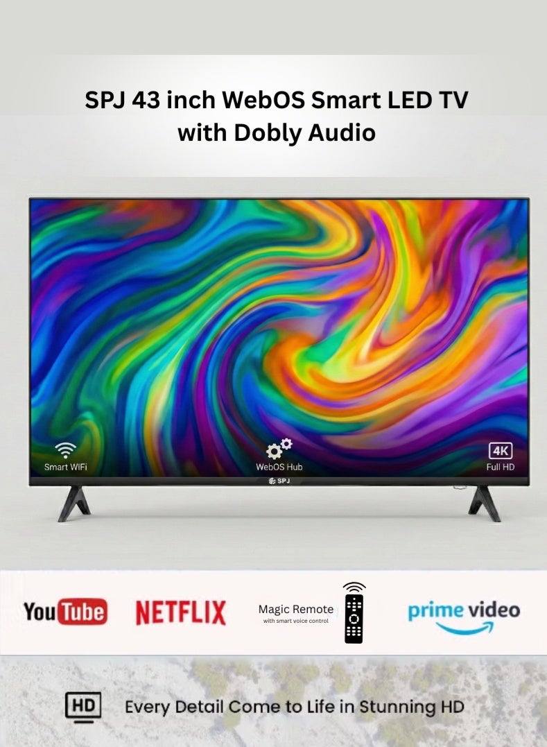 SPJ 43-Inch Full HD Smart WebOS LED TV | Frameless Design | Magic Remote with Voice Control | Dolby Audio | Netflix, YouTube, Prime Video | Bluetooth & WiFi | FHDS43BLX - Image 1