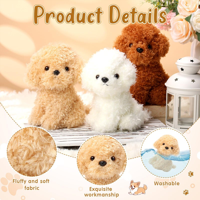 Harrycle 6 Pcs 8 Inch Stuffed Animal Plush Dog Puppy Soft Plush Pillow Toy Fluffy Puppy Set for Kids Girls Dog Theme Party Favor Birthday Baby Room Home Decor(Retro Color,Adorable) - Image 3