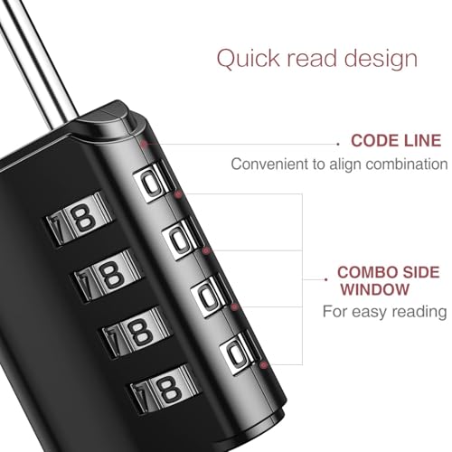 LOFICOPER Combination Padlock with Key, Outdoor Combination Lock, 4 Digit Gym Locker Lock with 2 Keys, Weatherproof Design, for Fence, Case, Toolbox, 2 Pack, Black - Image 4