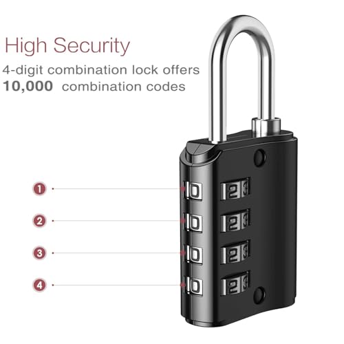 LOFICOPER Combination Padlock with Key, Outdoor Combination Lock, 4 Digit Gym Locker Lock with 2 Keys, Weatherproof Design, for Fence, Case, Toolbox, 2 Pack, Black - Image 2