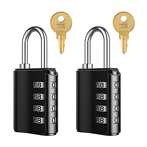 LOFICOPER Combination Padlock with Key, Outdoor Combination Lock, 4 Digit Gym Locker Lock with 2 Keys, Weatherproof Design, for Fence, Case, Toolbox, 2 Pack, Black - Image 1