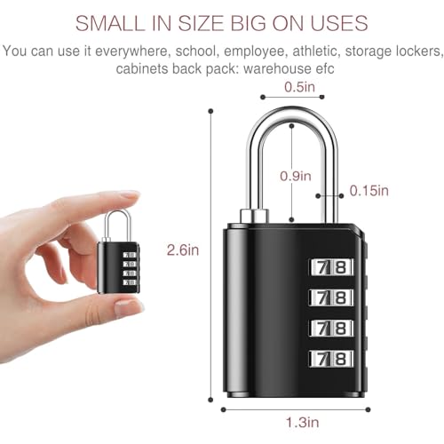 LOFICOPER Combination Padlock with Key, Outdoor Combination Lock, 4 Digit Gym Locker Lock with 2 Keys, Weatherproof Design, for Fence, Case, Toolbox, 2 Pack, Black - Image 5