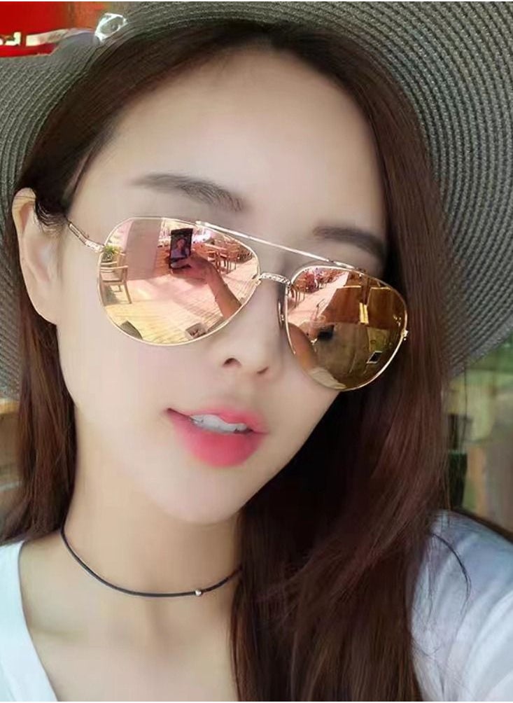 General - New men and women with the same style driving polarizer mirror reflective pilot sunglasses trendy toad mirror - Image 1