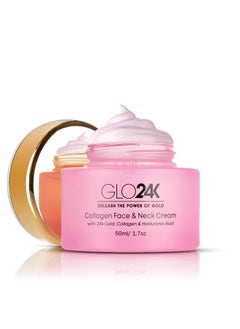 GLO24K UNLEASH THE POWER OF GOLD Glo24K Collagen Face & Neck Cream With 24K Gold Collagen & Hyaluronic Acid. Boost Your Skin’S Collagen Levels For A Radiant Glowing Skin.  - Image 1