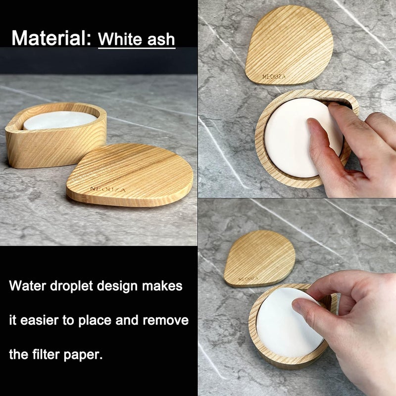 NEOUZA Coffee Round Paper Filter Holder Puck Screen Container for Espresso Machine Portafilter Moka Pot AeroPress, White Ash - Image 5