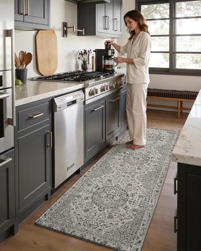 DEXI Kitchen Mats for Floor Cushioned, 23x86 Large Long Runner Rug Non Slip, Waterproof Soft Comfort Standing Padded Anti Fatigue Decorative, Brown Grey - Image 3