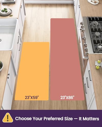 DEXI Kitchen Mats for Floor Cushioned, 23x86 Large Long Runner Rug Non Slip, Waterproof Soft Comfort Standing Padded Anti Fatigue Decorative, Brown Grey - Image 2