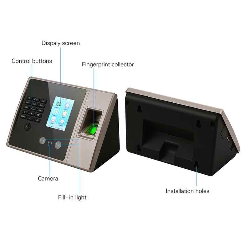 Intelligent Biometric Fingerprint Time Attendance Machine with HD Display Screen Time Clock Support Face Fingerprint Password Employee Checking-in Recorder Reader Support USB Disk Access Control Multi-language Password Recognition - Image 2