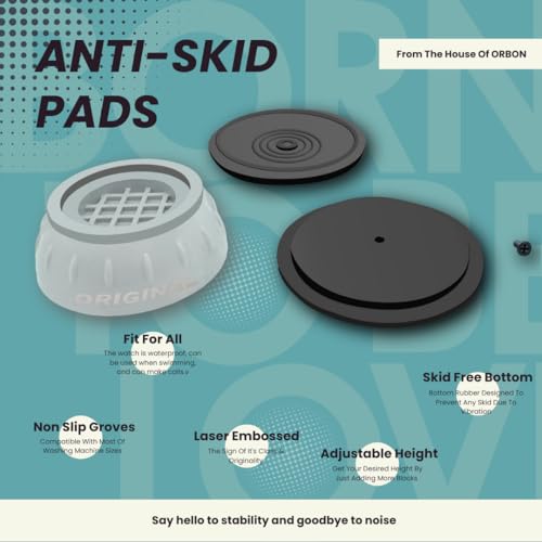 ORBON Anti Vibration Pads for Washing Machine | Vibration Stopper Rubber Pads | Foot Pad 4 PC Set for Stability | Anti-Slip Washing Machine Pads | Legs Gripper for Noise and Movement Reduction | Grey - Image 4