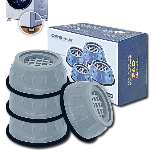 ORBON Anti Vibration Pads for Washing Machine | Vibration Stopper Rubber Pads | Foot Pad 4 PC Set for Stability | Anti-Slip Washing Machine Pads | Legs Gripper for Noise and Movement Reduction | Grey - Image 2