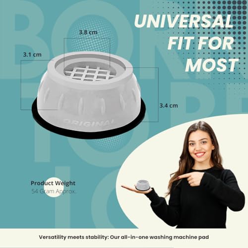 ORBON Anti Vibration Pads for Washing Machine | Vibration Stopper Rubber Pads | Foot Pad 4 PC Set for Stability | Anti-Slip Washing Machine Pads | Legs Gripper for Noise and Movement Reduction | Grey - Image 3