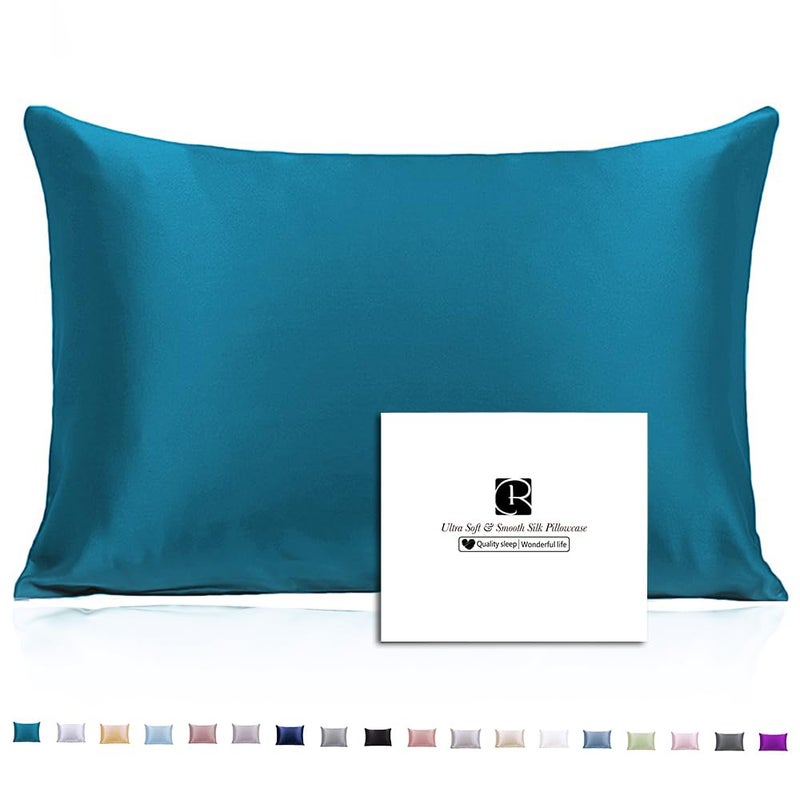 Silk Pillowcase King Size for Hair and Skin with Hidden Zipper Ravmix Both Sides 21Momme Mulberry Silk Cooling Pillow Case 2036inches 1PCS Peacock Blue