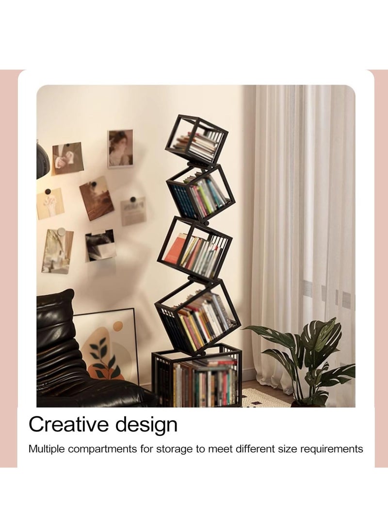 XiuWoo - 4-Tier Large Unique Shape Metal Frame Bookshelves, Modern Bookshelf, Home Display Rack, Home Decor Shelf, Irregular Home Office Storage Shelf, Corner Organizer Shelf for Home, Office - Image 1